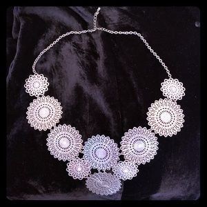 Silver tone statement necklace